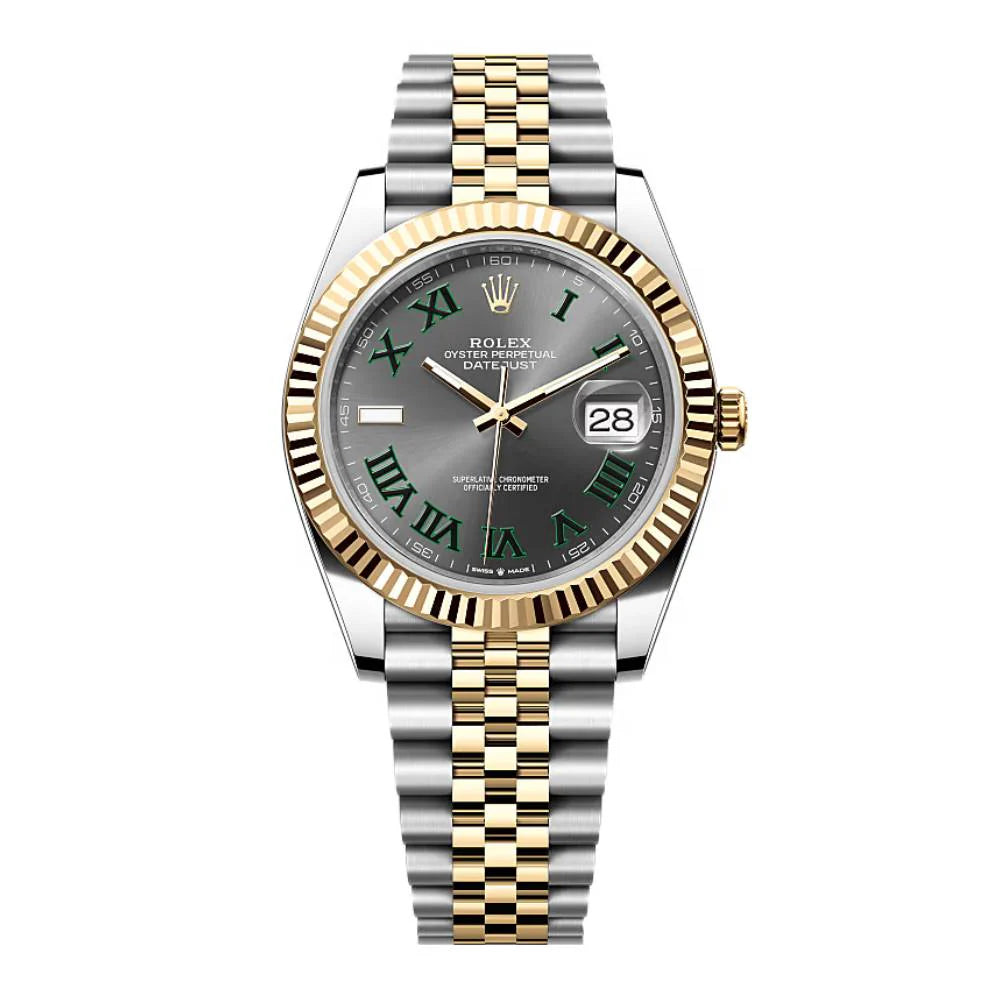 Rolex Datejust 41mm - Slate Grey Wimbledon Roman Dial-Yellow Gold Jubilee Bracelet