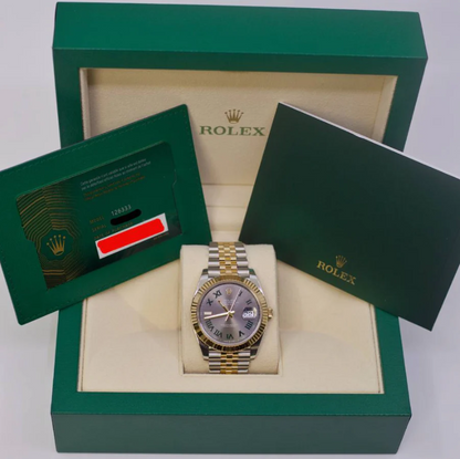 Rolex Datejust 41mm - Slate Grey Wimbledon Roman Dial-Yellow Gold Jubilee Bracelet