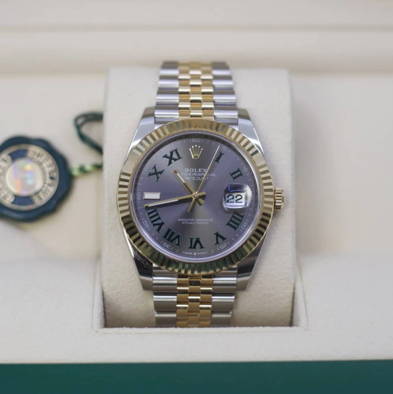 Rolex Datejust 41mm - Slate Grey Wimbledon Roman Dial-Yellow Gold Jubilee Bracelet