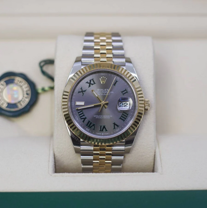 Rolex Datejust 41mm - Slate Grey Wimbledon Roman Dial-Yellow Gold Jubilee Bracelet