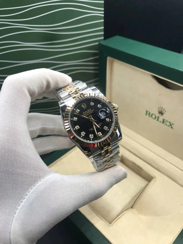 Rolex Datejust 36mm 2 Tones Black Case For Women